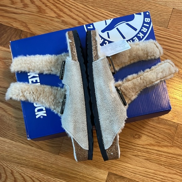Birkenstock Arizona Shearling Suede Leather Sandal Size 8 New in Box - Picture 9 of 15
